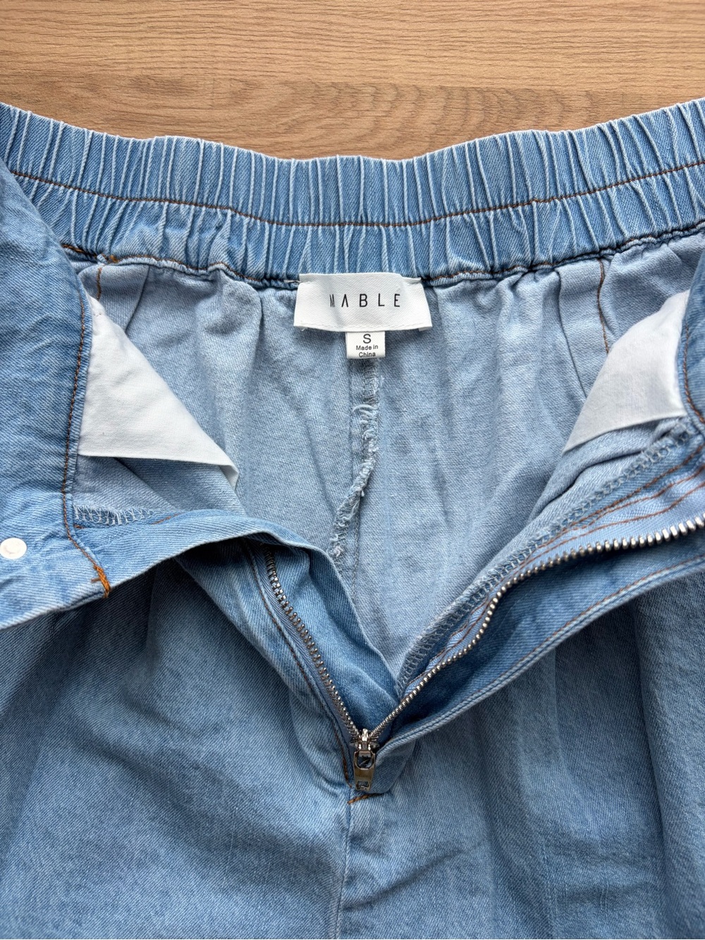 Light Blue High-Rise Pleated Soft Denim Shorts - Picture 3 of 6
